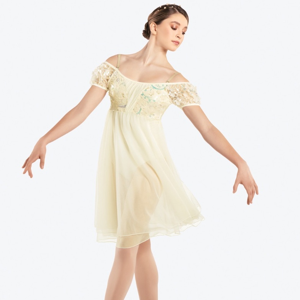 Revolution girls dance recital costume style RC23930 Ivory size MC. NWOT.